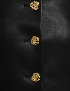 Agatha Leather Gold-Button Top