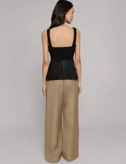 Agatha Leather Gold-Button Top