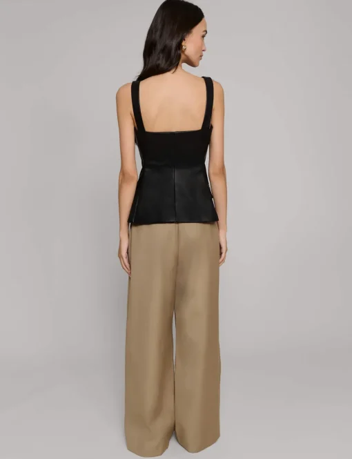 Agatha Leather Gold-Button Top