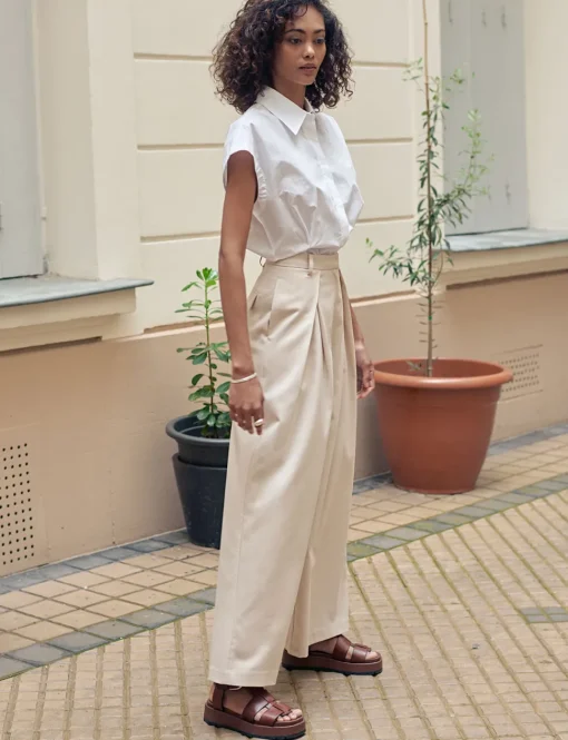 Alex Wide Leg Pleated Pants-BESTSELLERS