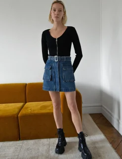 AR Denim Cargo Pocket Skirt