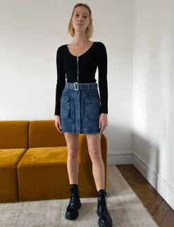 AR Denim Cargo Pocket Skirt