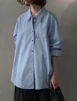 Asymmetric Blue Contrast Stitch Shirt