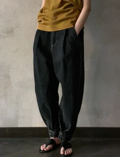 Barrel-Leg Cuffed Jeans