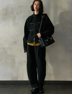 Barrel-Leg Cuffed Jeans