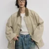 Beige Oversized Barbour Jacket