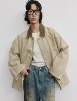 Beige Oversized Barbour Jacket