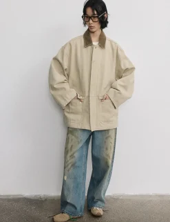 Beige Oversized Barbour Jacket