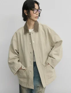 Beige Oversized Barbour Jacket