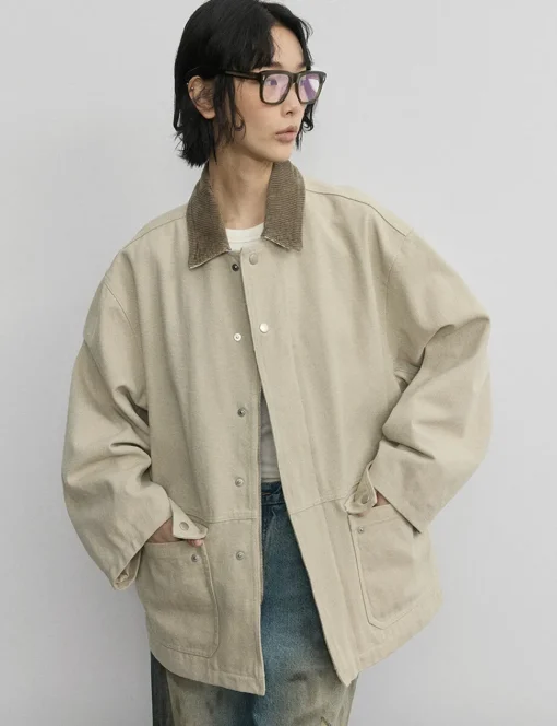 Beige Oversized Barbour Jacket