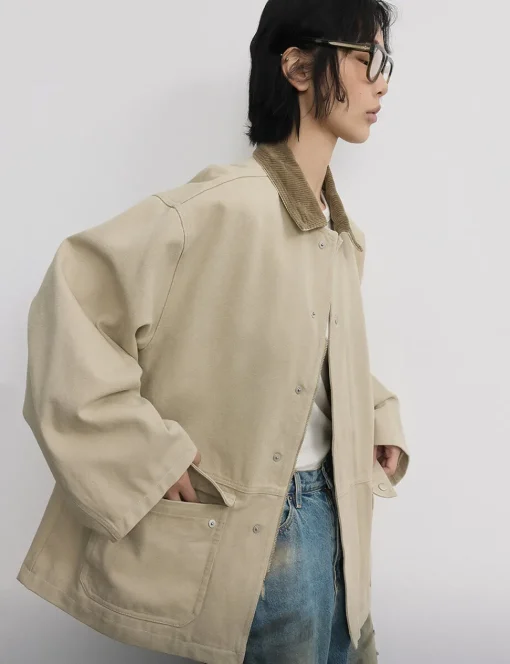 Beige Oversized Barbour Jacket