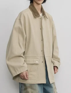 Beige Oversized Barbour Jacket