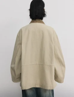 Beige Oversized Barbour Jacket