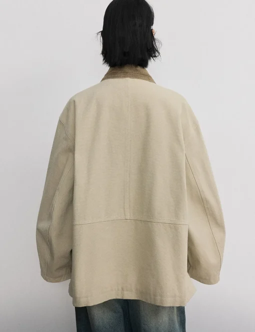 Beige Oversized Barbour Jacket