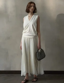 Beige Pleated Skirt