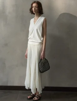Beige Pleated Skirt