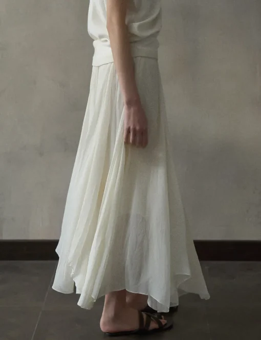 Beige Pleated Skirt