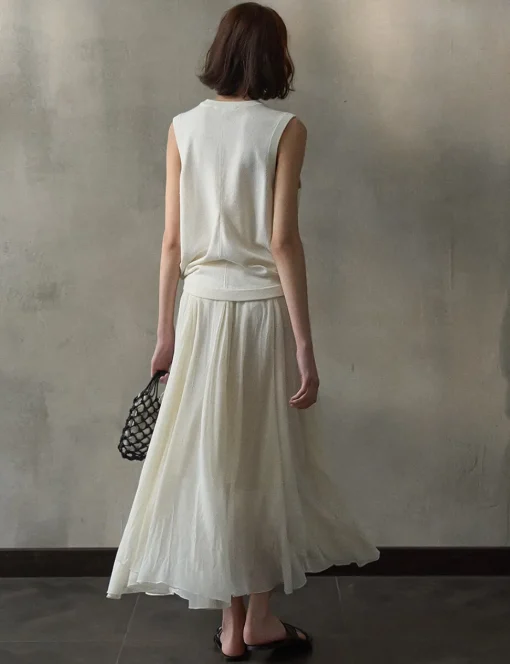 Beige Pleated Skirt