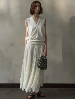Beige Pleated Skirt