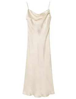 Beige Satin Maxi Dress