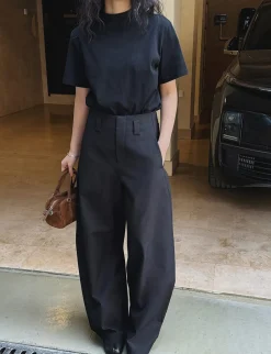 Black Barrel Leg Pants