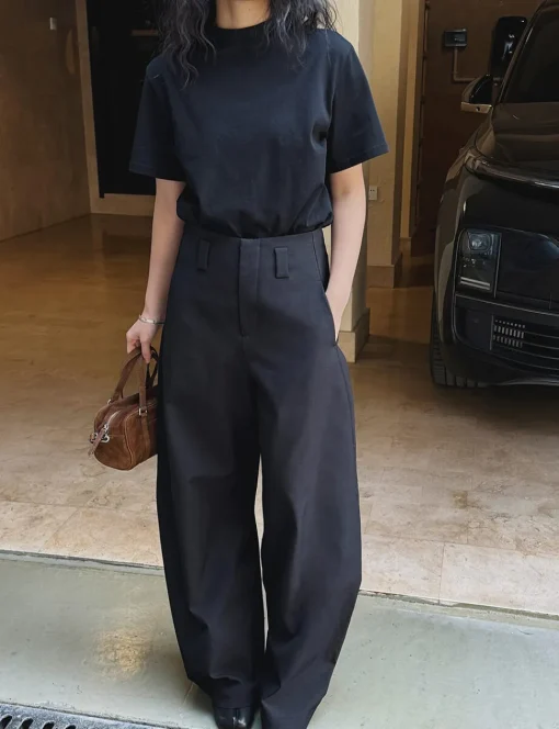 Black Barrel Leg Pants