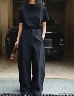 Black Barrel Leg Pants
