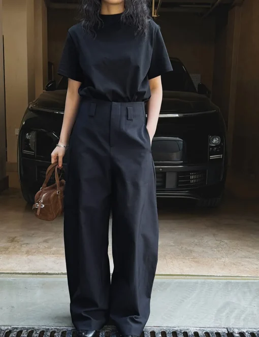 Black Barrel Leg Pants