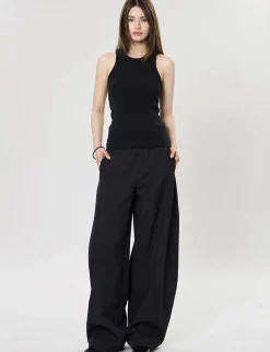 Black Barrel Leg Pants
