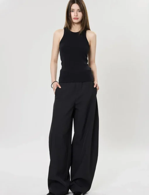 Black Barrel Leg Pants