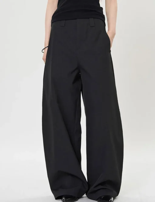 Black Barrel Leg Pants