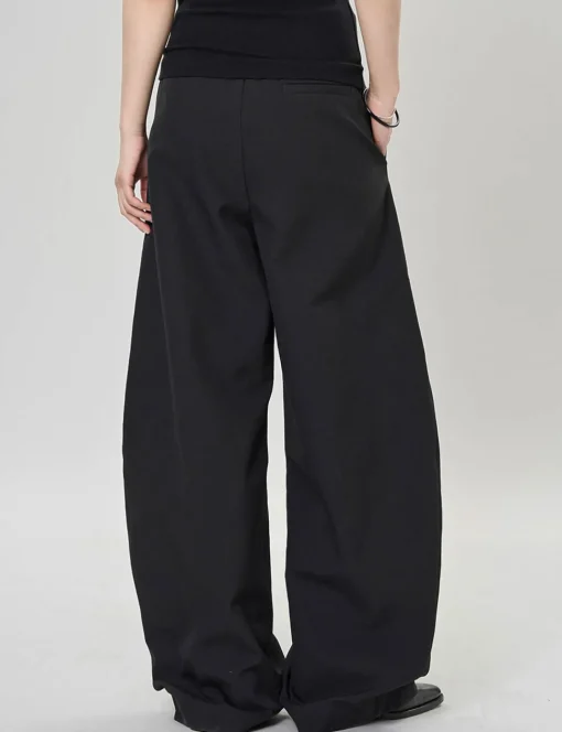 Black Barrel Leg Pants