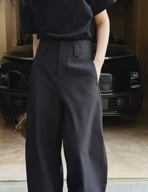 Black Barrel Leg Pants