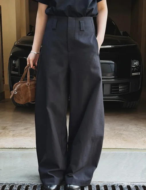 Black Barrel Leg Pants