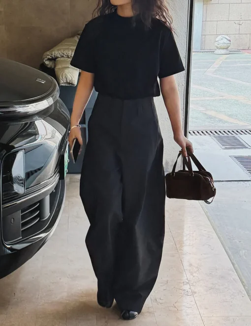 Black Barrel Leg Pants