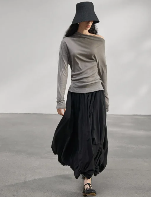 Black Bubble Hem Skirt