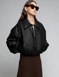 Black Faux-Leather Bomber Jacket-BESTSELLER