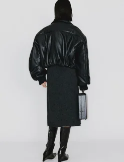 Black Faux-Leather Bomber Jacket-BESTSELLER