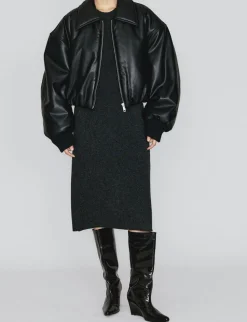 Black Faux-Leather Bomber Jacket-BESTSELLER
