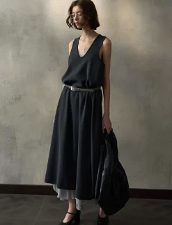 Black Knit Cocoon Midi Dress