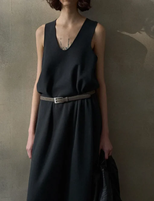 Black Knit Cocoon Midi Dress