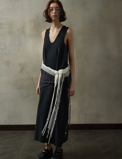 Black Knit Cocoon Midi Dress