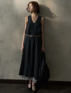 Black Knit Cocoon Midi Dress