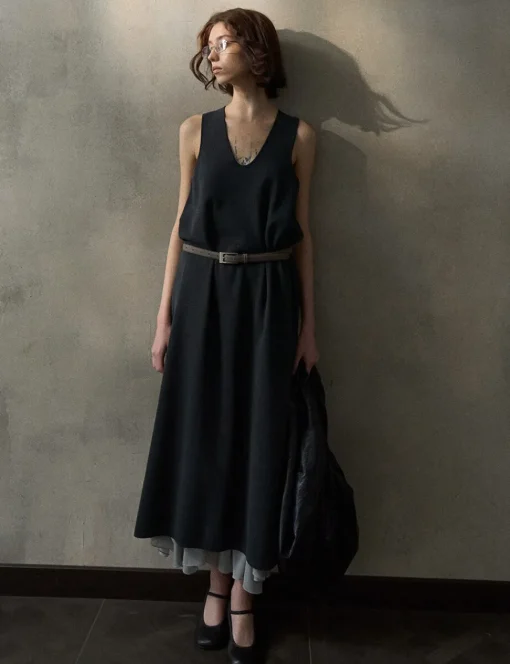 Black Knit Cocoon Midi Dress