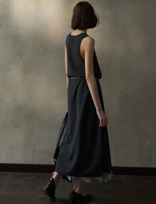 Black Knit Cocoon Midi Dress
