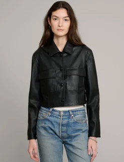 Black Leather Crop Jacket