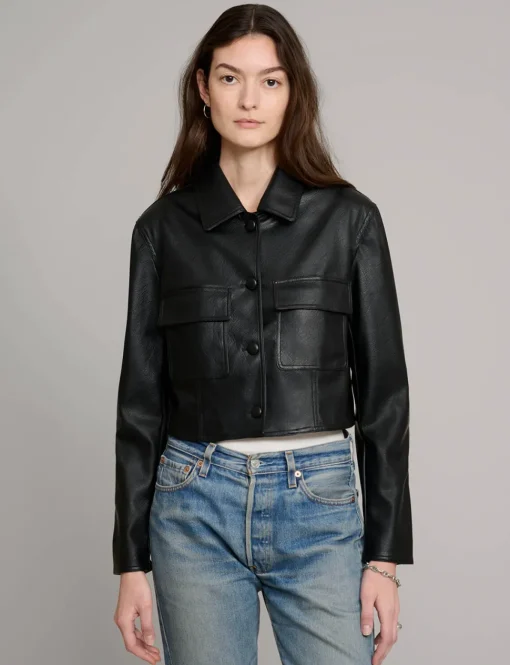 Black Leather Crop Jacket