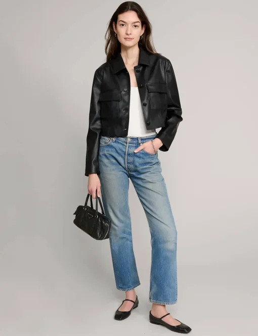 Black Leather Crop Jacket