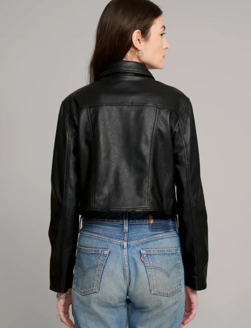 Black Leather Crop Jacket