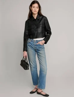 Black Leather Crop Jacket